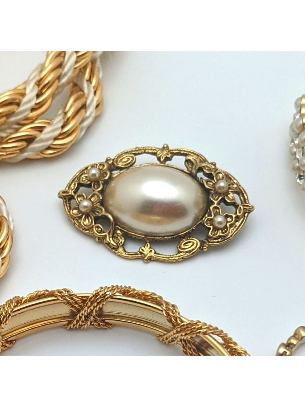 Vintage Oversized Gold Pearl Brooch